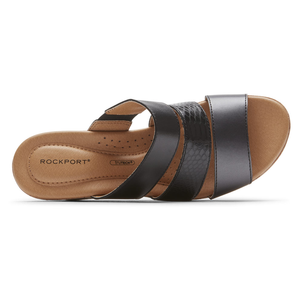 Rockport Badesandaler Dame Svart - Lyla Banded - QACV02459